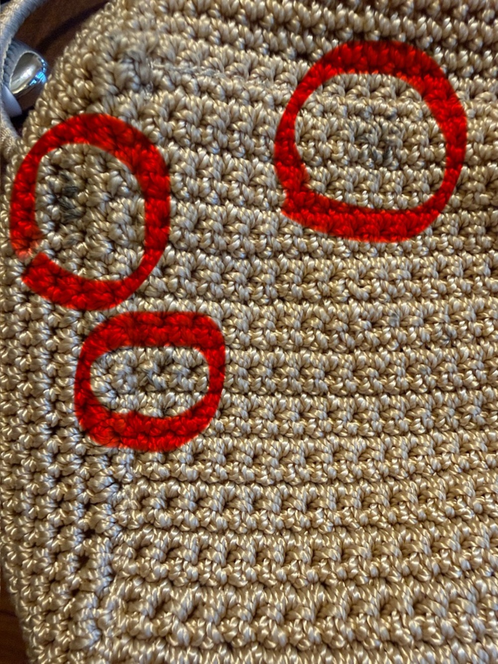 The Sak Cambria Tan Crochet Tote/Shoulder Bag with Brown Trim - Picture 9 of 9